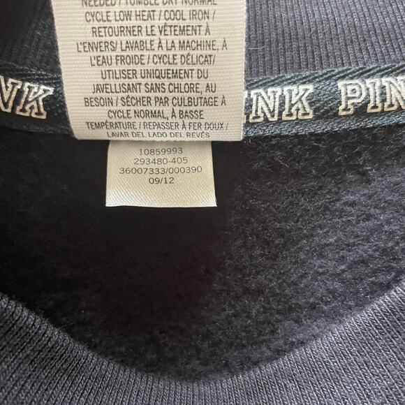 Victoria's Secret PINK Sweatshirt Womens Small Black Sequin Stripe Loungewear - Picture 7 of 7